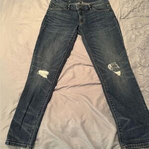 White House Black Market Dark Blue Distressed Skinny Jeans